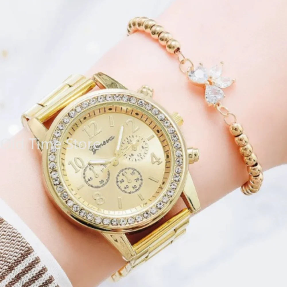 Ensemble Femme montre et bracelet  classique strass