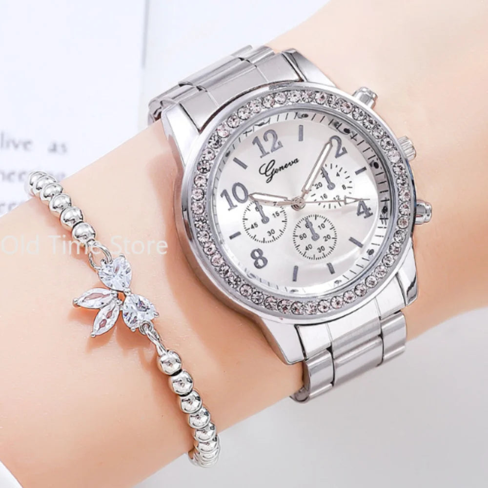 Ensemble Femme montre et bracelet  classique strass