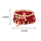 🌈 Ensemble de Bracelets Bohème 4 Pièces – Perles Colorées & Pampilles