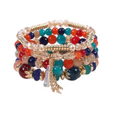 🌈 Ensemble de Bracelets Bohème 4 Pièces – Perles Colorées & Pampilles