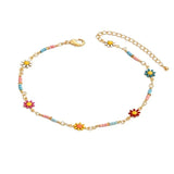 Nouvelle mode chrysanthème marguerite chaîne cheville pour femmes été Boho Chic marguerite perlée pied chaîne fête Vocation bijoux cadeaux