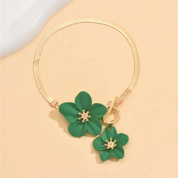🌸 Bracelet de Cheville à Breloques Fleurs de Cerisier – Chaîne Dorée Été