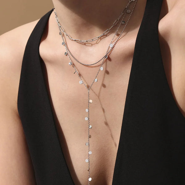 ✨ Collier Long en Acier Inoxydable – Pendentif Goutte Chic & Moderne