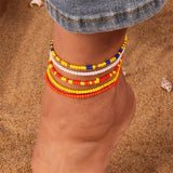 🌈 Bracelet de Cheville Bohème Fait à la Main – Perles Colorées Été