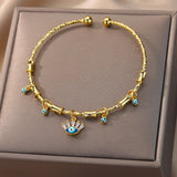 🧿 Bracelet Mauvais Œil pour Femme – Ensemble Luxe en Acier Inoxydable & Zircon ✨
