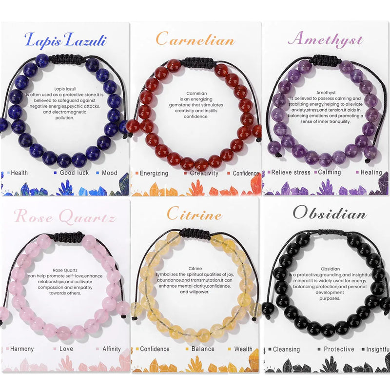 💜 Bracelet Couple Tendance – Perles 8mm Lapis Lazuli & Améthyste