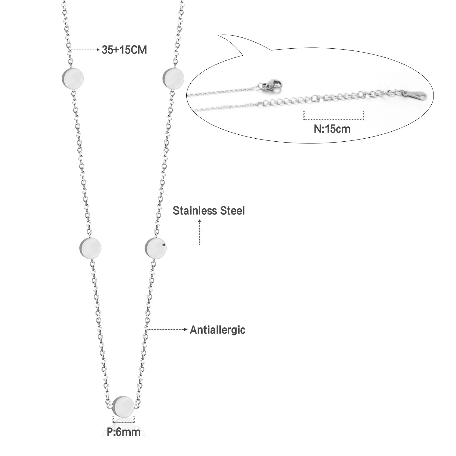 Collier Femme Chic Luxe – Acier Inoxydable & Breloque CZ Ronde
