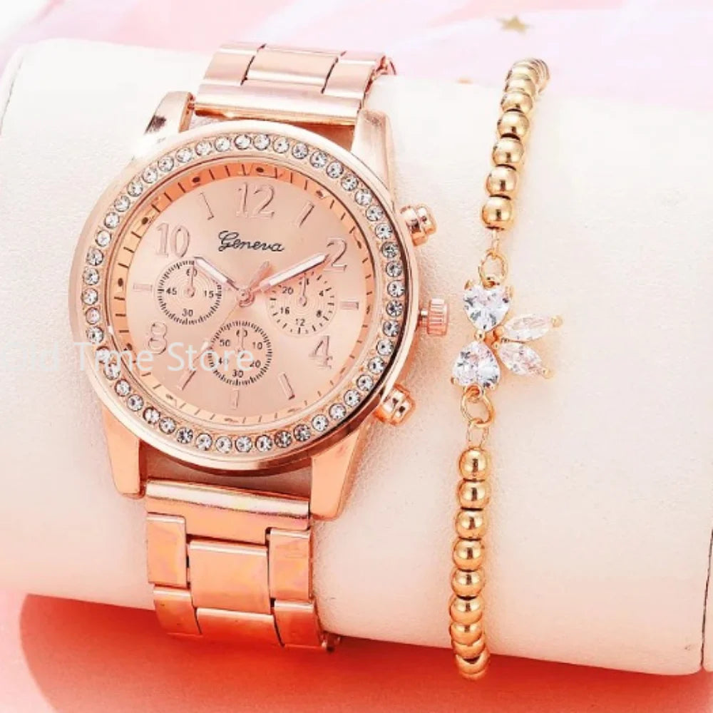 Ensemble Femme montre et bracelet  classique strass
