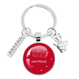 ✨ Porte-Clés “Merci Maîtresse” – Pendentif en Verre & Règle 📏💖