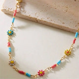 Nouvelle mode chrysanthème marguerite chaîne cheville pour femmes été Boho Chic marguerite perlée pied chaîne fête Vocation bijoux cadeaux