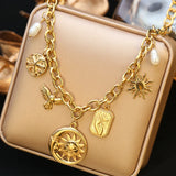 Collier Acier Inoxydable – Soleil, Cœur & Fleur