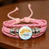 ✨ Bracelet en Cuir Rose pour  Maîtresse ou atsem  Cabochon en Verre 💖