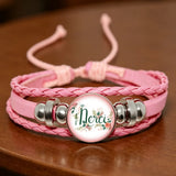 ✨ Bracelet en Cuir Rose pour  Maîtresse ou atsem  Cabochon en Verre 💖