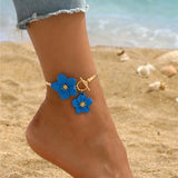 🌸 Bracelet de Cheville à Breloques Fleurs de Cerisier – Chaîne Dorée Été