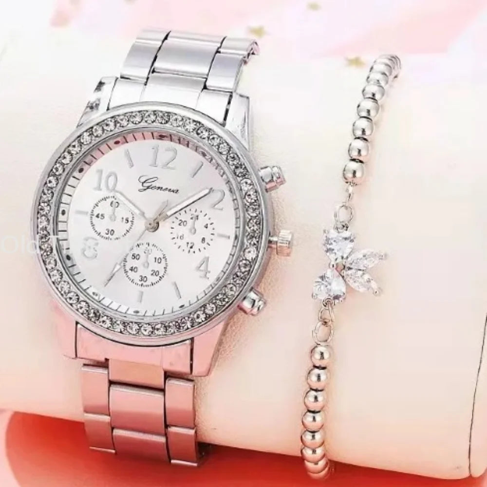 Ensemble Femme montre et bracelet  classique strass