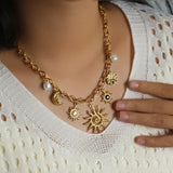 Collier Acier Inoxydable – Soleil, Cœur & Fleur
