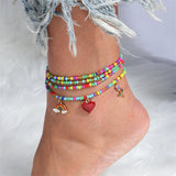 🌈 Bracelet de Cheville Bohème Fait à la Main – Perles Colorées Été