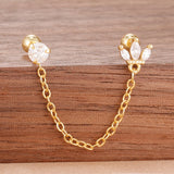 💛 Boucles d’Oreilles Pendantes en Acier Inoxydable – Chaîne Dorée & Zircone ✨