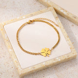 💎 Bracelet Classique Femme – Pendentif Trèfle Chance & Acier Inoxydable Durable
