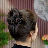 🌸 Pinces à Cheveux Mini Fleurs & Diamants 💎 – Lot de 4 Accessoires Élégants pour Chignon Femme 👑✨