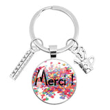 ✨ Porte-Clés “Merci Maîtresse” – Pendentif en Verre & Règle 📏💖