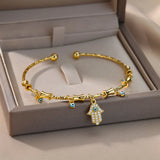 🧿 Bracelet Mauvais Œil pour Femme – Ensemble Luxe en Acier Inoxydable & Zircon ✨