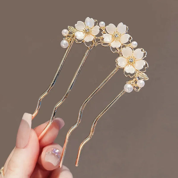 ✨ Peigne à Cheveux Ondulé Perles & Strass – Style Français Élégant Haut de Gamme