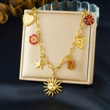 Collier Acier Inoxydable  – Papillon, Cœur & Soleil