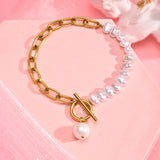 💖 Bracelet à breloques perles baroques ✨ – acier inoxydable