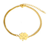 💎 Bracelet Classique Femme – Pendentif Trèfle Chance & Acier Inoxydable Durable
