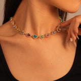 Collier Ras du Cou Géométrique en Cristal Coloré