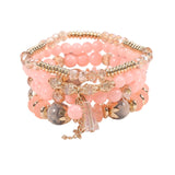 🌈 Ensemble de Bracelets Bohème 4 Pièces – Perles Colorées & Pampilles
