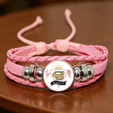 ✨ Bracelet en Cuir Rose pour  Maîtresse ou atsem  Cabochon en Verre 💖