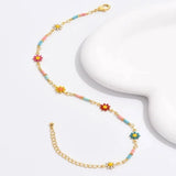 Nouvelle mode chrysanthème marguerite chaîne cheville pour femmes été Boho Chic marguerite perlée pied chaîne fête Vocation bijoux cadeaux