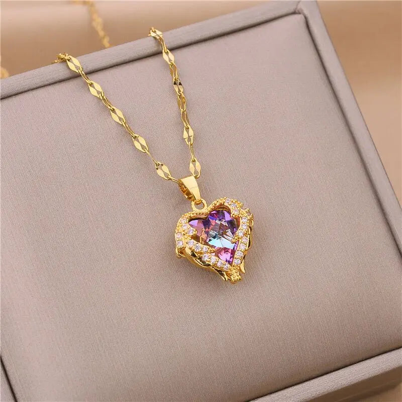 💙 Collier de Luxe Cœur d’Océan – Acier Inoxydable 316L & Élégance Mariage ✨