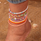 🌈 Bracelet de Cheville Bohème Fait à la Main – Perles Colorées Été