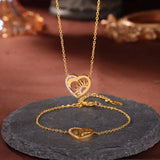 💛 Collier & Bracelet Exquis en Acier Inoxydable – Cœur, Soleil & Lune
