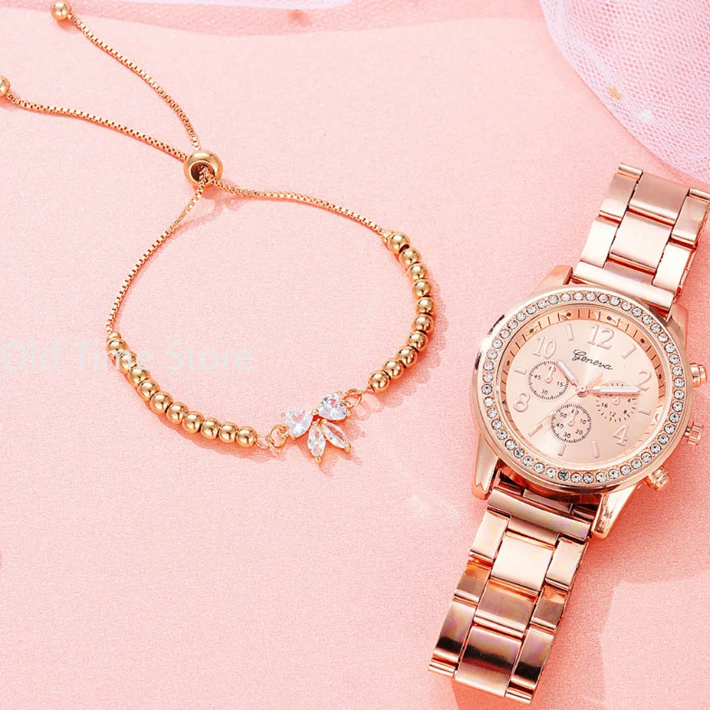 Ensemble Femme montre et bracelet  classique strass