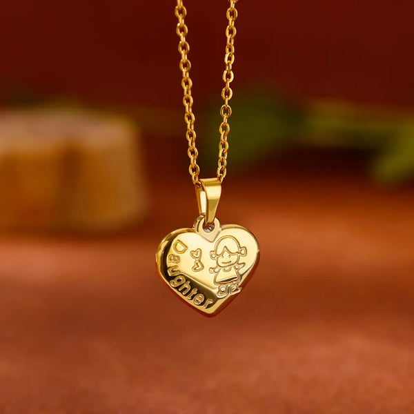 💛 Collier Femme Cœur Amour – Pendentif Floral en Acier Inoxydable Doré