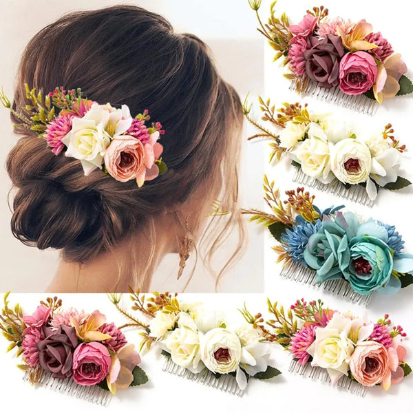 🌸 Peigne à Cheveux Fleur Bohème – Accessoire Mariage Mariée & Demoiselle d’Honneur
