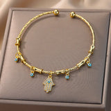 🧿 Bracelet Mauvais Œil pour Femme – Ensemble Luxe en Acier Inoxydable & Zircon ✨