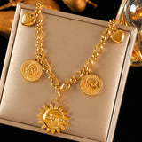 Collier Acier Inoxydable – Soleil, Cœur & Fleur