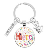 ✨ Porte-Clés “Merci Maîtresse” – Pendentif en Verre & Règle 📏💖