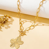 🌸 Collier Pendentif Fleur Bauhinia Rétro – Élégance Simple & Intemporelle ✨