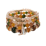 🌈 Ensemble de Bracelets Bohème 4 Pièces – Perles Colorées & Pampilles