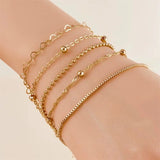 ✨ Ensemble Bijoux Femme Minimaliste – 5 Bracelets Perles Creuses & Collier Superposé