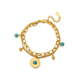 🧿 Bracelet Mauvais Œil pour Femme – Ensemble Luxe en Acier Inoxydable & Zircon ✨