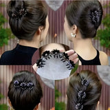 🌸 Pinces à Cheveux Mini Fleurs & Diamants 💎 – Lot de 4 Accessoires Élégants pour Chignon Femme 👑✨