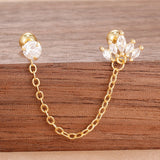 💛 Boucles d’Oreilles Pendantes en Acier Inoxydable – Chaîne Dorée & Zircone ✨