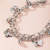 🦋 Bracelet papillon multi-couches femme ✨ – chaîne clavicule élégante 🌸 alliage de zinc, bijou de fête & mode européenne 💖